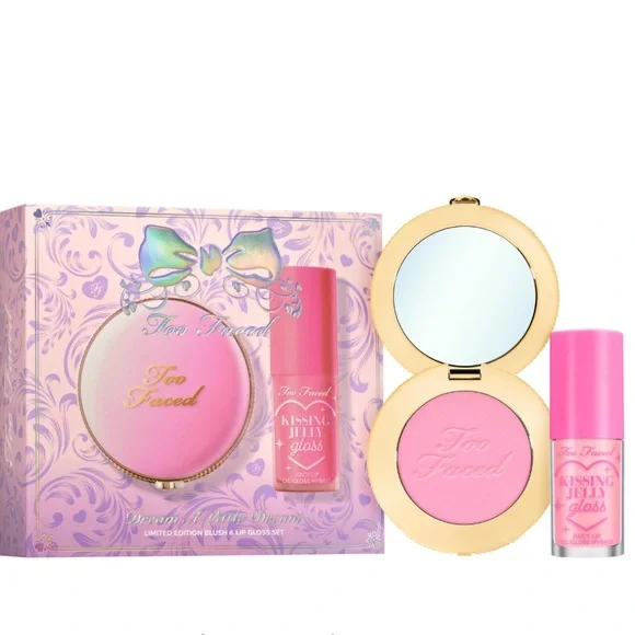 Too Faced Dream A Little Dream Set Candy Clouds Blush & Pink Sherbet Jelly Lip - Picture 1 of 14